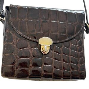 Etienne Aigner Brown Crossbody Bag with Embossed Leather
